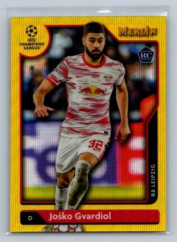 2021-22 Topps Merlin Chrome UEFA #81 Joško Gvardiol Yellow Wave /225