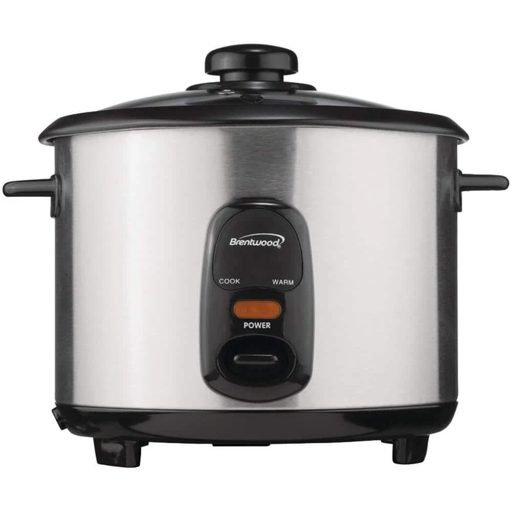 Brentwood Appliances Rice Cooker 5-Cup Silver Non-Stick Auto Warm Glass Lid