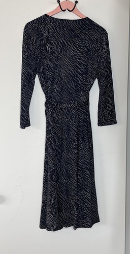 Charter Club Women's Size 12 Wrap Tie Waist Dress, Black Polka Dot Professional - Picture 3 of 7