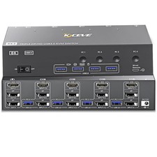 KVM Switch 4-PC 3-Monitor DisplayPort & HDMI USB3.0 Triple Monitor