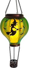Halloween Decoration Outdoor Hot Air Balloon Solar Lantern with Flickering Flame