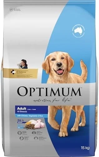 Optimum Adult Dry Dog Food Chicken Vegetables Rice 15kg
