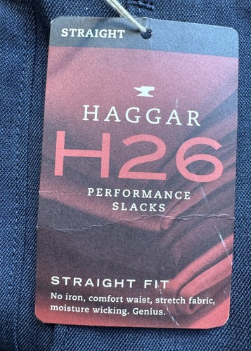 Haggar Dress Pants Performance Mens Blue Flat Front Straight Leg Size 30X32 NEW - Picture 7 of 9