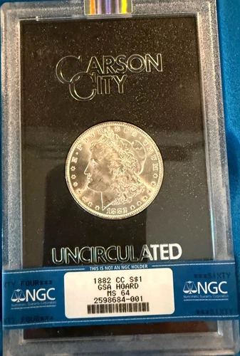 1882 CC $1 CARSON CITY GSA Hoard NGC MS64 Morgan Silver Dollar  w/Box and COA