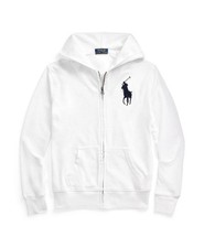 NWT Polo Ralph Lauren Big Boys White Big Pony Full Zip Hoodie XL 18 20 pjl0821