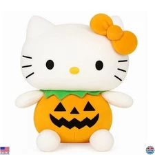 Charming 7-Inch White Halloween Pumpkin Cat Plush - Soft Stuffed Animal Gift