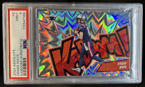 2024 Absolute Drake Maye Kaboom Horizontal RC SSP #8 Patriots PSA 9