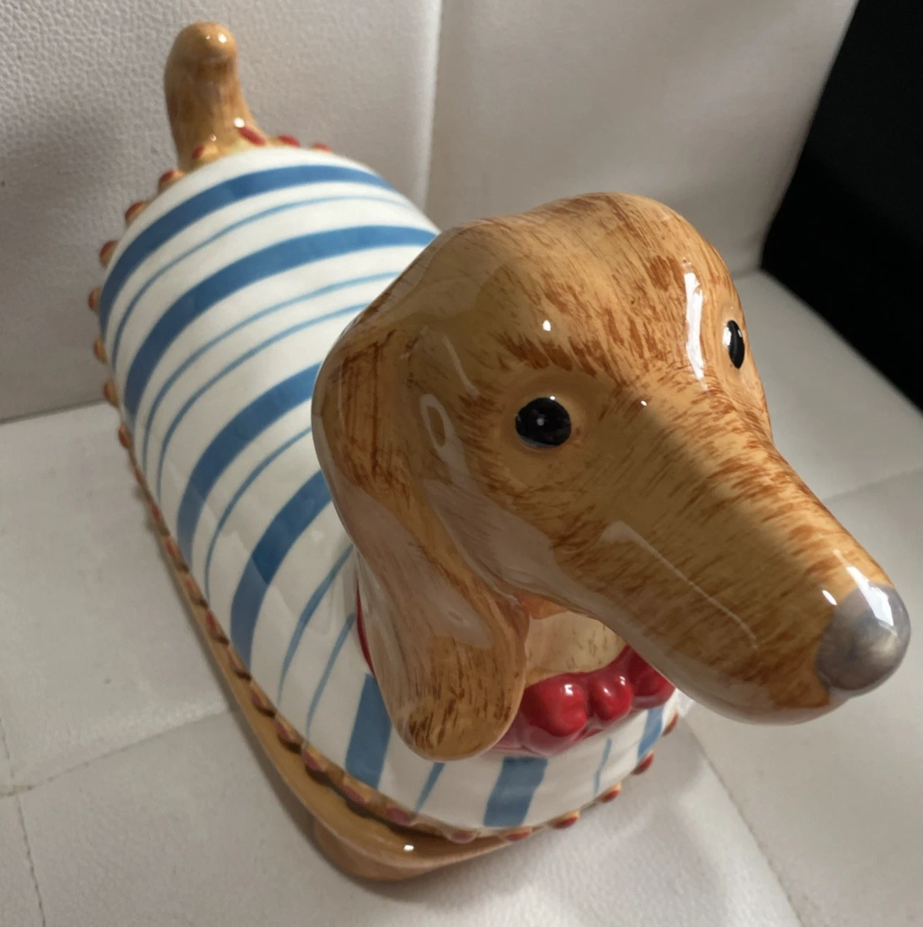 Dachshund Sausage Dog Novelty Butter Dish pottery Kitchen wiener daschund art