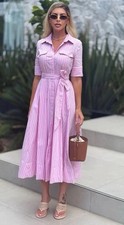 ZARA WOMAN FABRIC BELT ZW COLLECTION POPLIN SHIRT DRESS PINK Size XS 2640/596