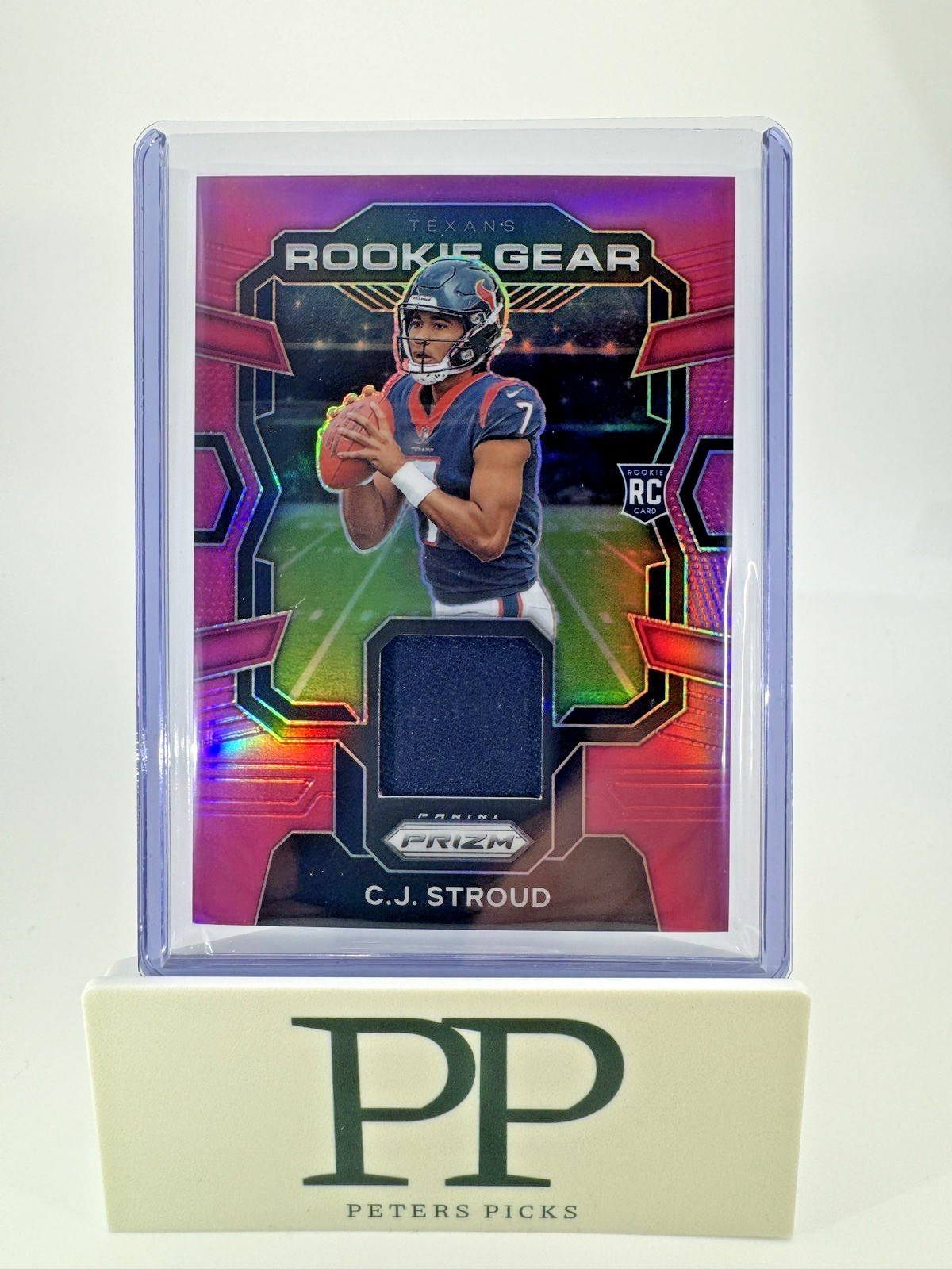 2023 Prizm CJ STROUD 'Rookie Gear' Jersey Patch Pink RC #RG-CJS Texans NFL