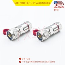 2Pcs PL259 UHF Male Connector 1/2" Superflexible Corrugated Coax Cable FSJ4-50B