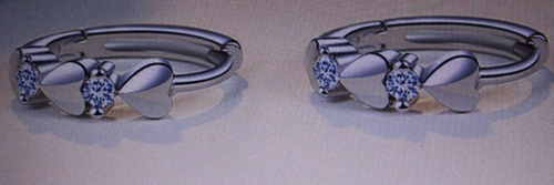 Heart Silver Plated Hoop Earrings Simulated White Saphire Jewelry Set Elegant - Picture 4 of 7