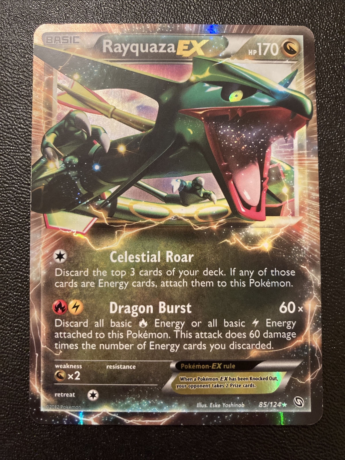 Rayquaza EX - 85/124 - BW Dragons Exalted - Ultra Rare Holo Pokemon Card MP