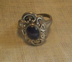 Faux Lapis Ring Silvertone Metal Vintage Size 6 1/4 — photo 4
