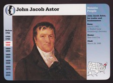 JOHN JACOB ASTOR Fur Trader History Bio 1997 GROLIER STORY OF AMERICA CARD #70-1