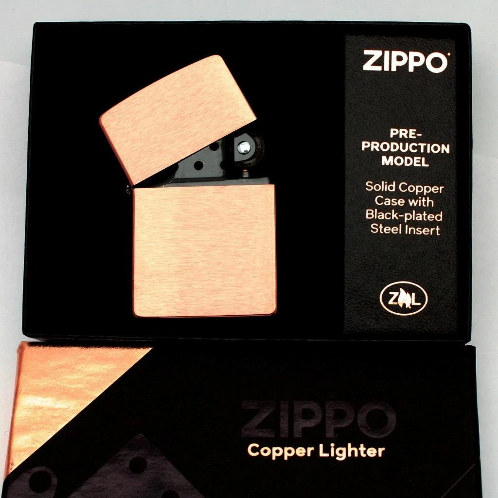 2022 Zippo Brushed SOLID COPPER Lighter Pre-Production Model 48107 NEW