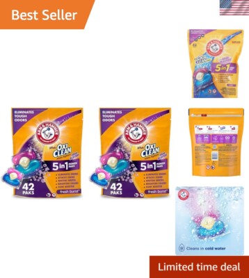 Plus OxiClean 5-In-1 Power Paks, 42ct Odor Blasters - Pack of 2 for Tough Stains