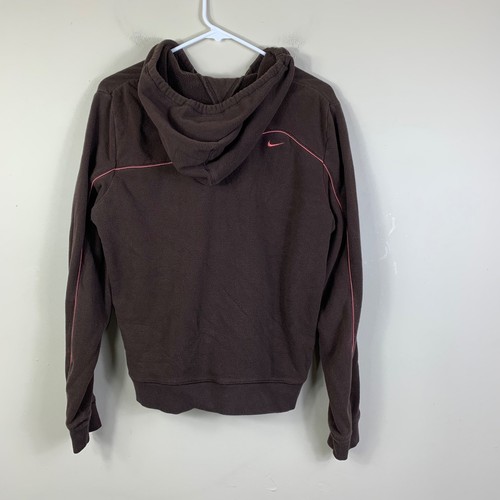 VTG Nike Girl’s Brown and Pink Hooded Full Zip Spellout Sporty Jacket Sz XL - Picture 8 of 8