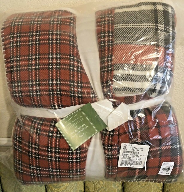 Pottery Barn Landon Plaid Patchwork Faux Fur Sherpa Throw Blanket