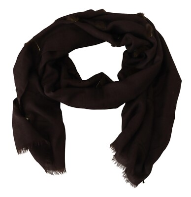 COLOMBO Scarf Dark Brown Cashmere Silk Wrap Foulard Fringe 200cm x
