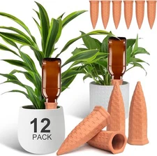 Baxrou Plant Self Watering Stakes 12 Pack Terracotta Watering Spikes for Indoor