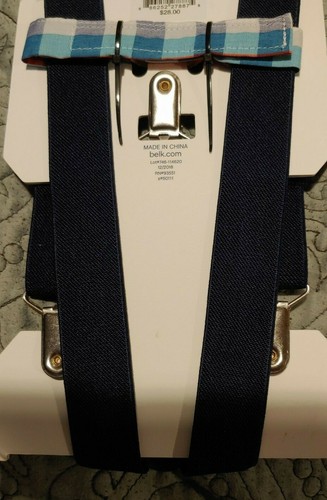 New Crown & Ivy Baby Clip Suspender & Bow Set Navy & Plaid -1368 - Picture 3 of 3