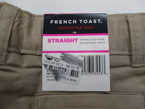 new FRENCH TOAST Pants Youth Size 7 School Flat Front Tan Straight Khaki - Picture 7 of 8