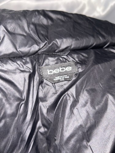 Bebe Puffer Jacket Coat Solid Black Long Women’s Medium - Picture 10 of 10