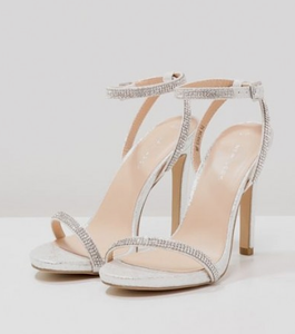 silver diamante heels new look