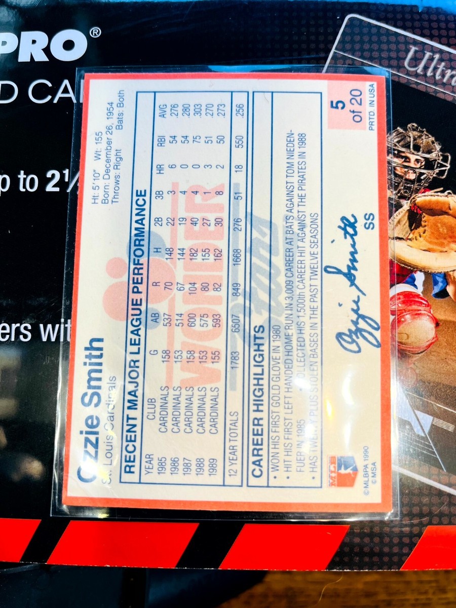 1990 Wonder Stars OZZIE SMITH no.5 of 20 Cardinals v810 | eBay