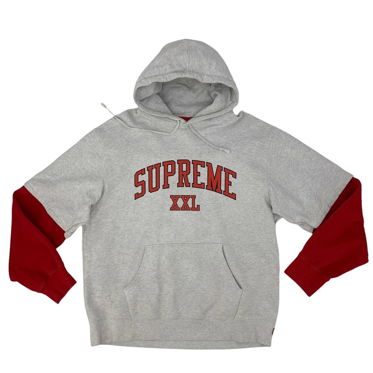 Grey and red sales supreme hoodie Grey and red sales supreme hoodie