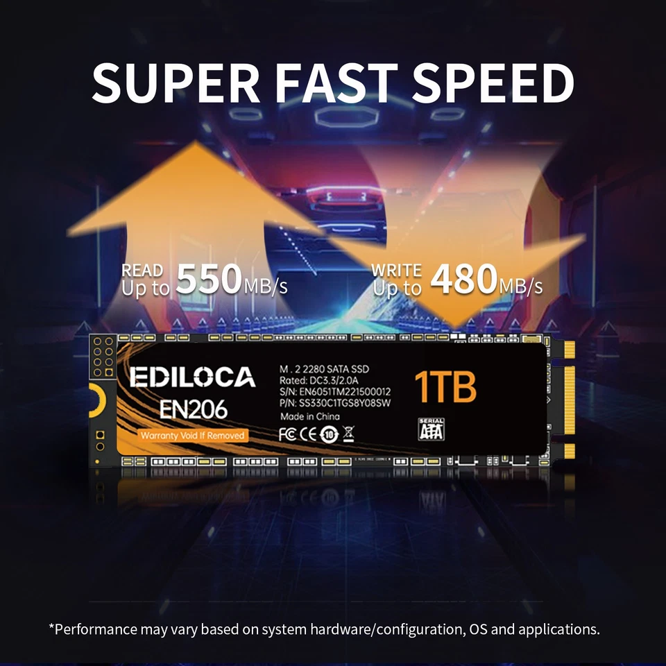Ediloca M.2 SATA 1TB 2TB SSD 550MB/S 6GB/S interne Festplatte Solid State Drives - Bild 2 von 4