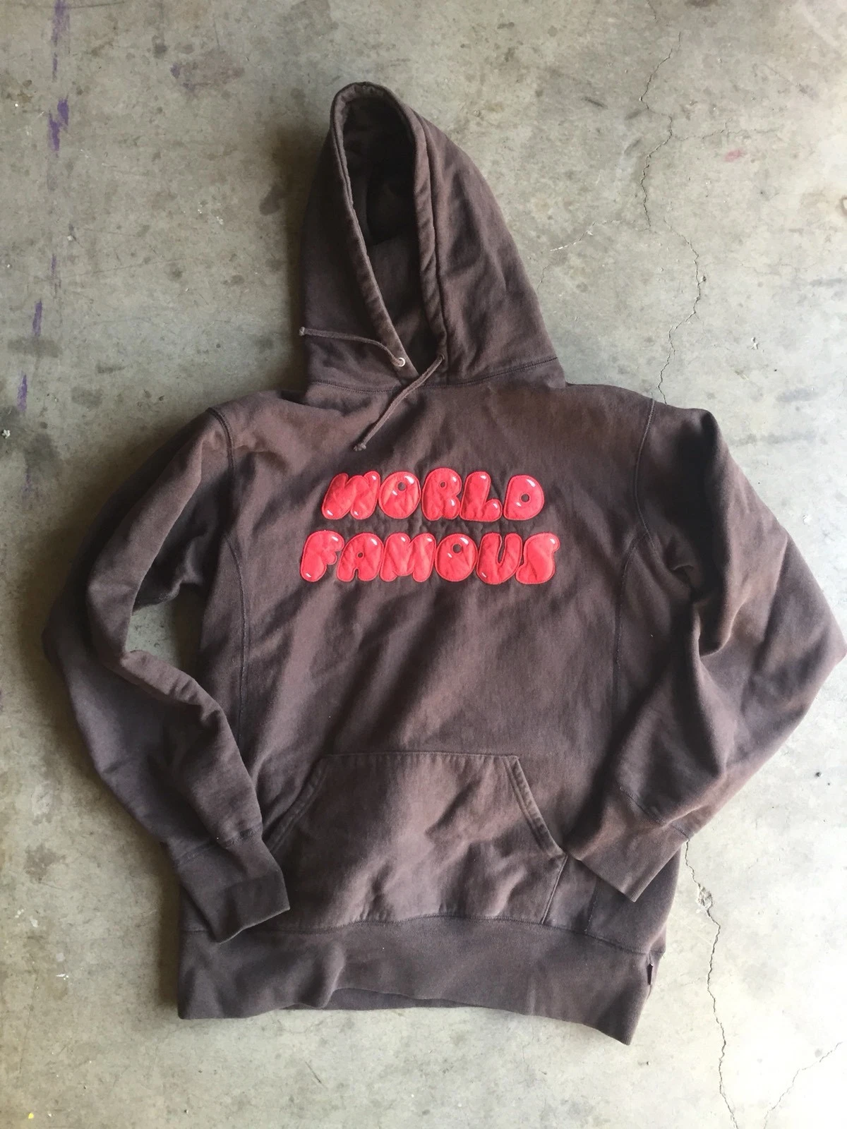 Sweat à capuche Supreme World Famous Bubble taille grand marron rouge
