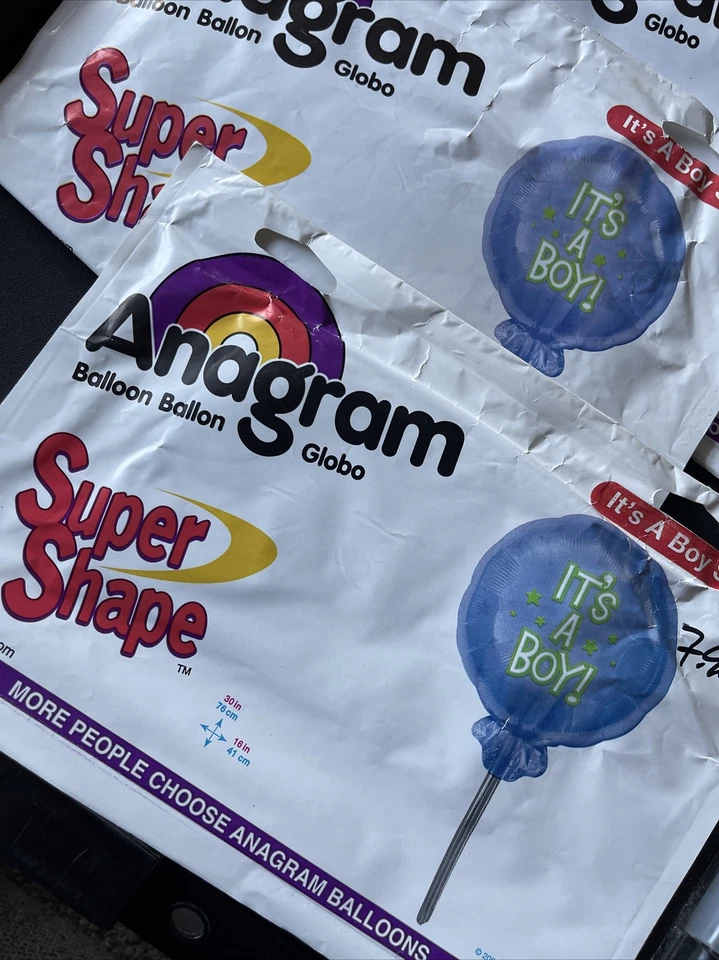 4 “It’s A Boy” Foil Refillable Helium 30” XL Foil Balloon Lot Baby Shower NOS - Image 2 of 4