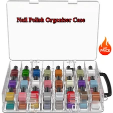 Nail Polish Organizer Case 48Bottles Clear Adjustable Nail Organizer With handle