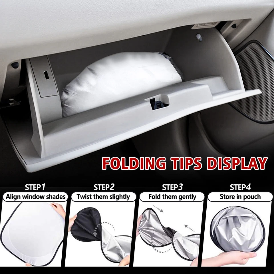 Foldable Sun Visor Shade Fit For American Austin Car 64"*34"in Windshield Cover - Image 3 of 4