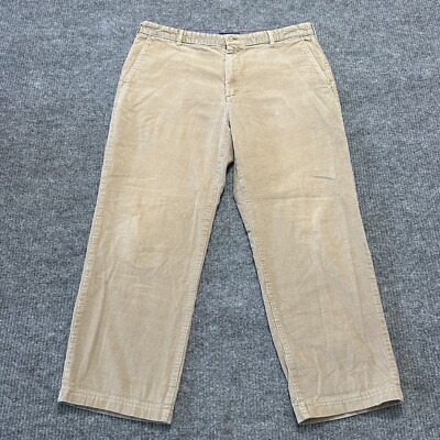 IZOD Mens Pants Size 38x32 Beige Corduroy Straight Fit Cotton Mid Rise