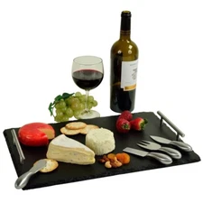 SARDO SLATE CHEESE BOARD WITH STAINLESS TOOLS