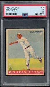 1933 Goudey #20 Bill Terry New York Giants PSA 1.5