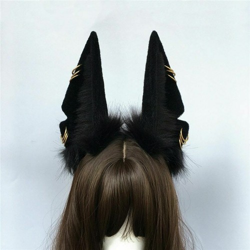 Beast Anubis Wolf Cat Dog Ears Black Hairband Hairhoop Headwear For Cosplay - Picture 6 of 9