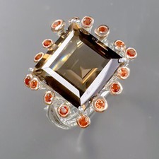 Natural  Not Enhanced Smoky Quartz Ring 925 Sterling Silver Size 8.5 /B-R1750