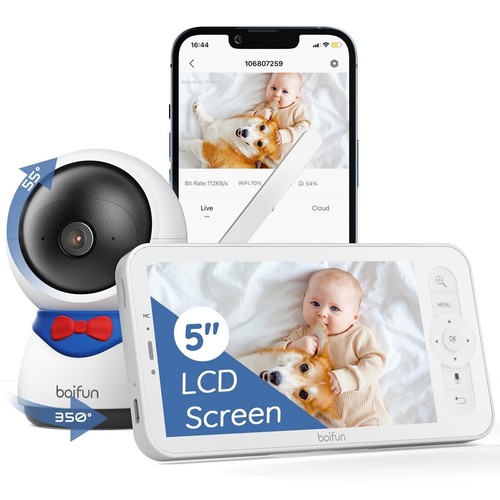 4×Zoom Babyphone mit Kamera App Automatisches AI-Tracking 1080P HD PTZ 350°/55° - Afbeelding 1 van 8