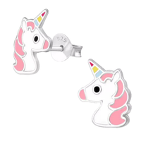Damen MäDchen Pferd Einhorn Ohrstecker 925 Silber Ohrringe Kinder Pferde Rosa