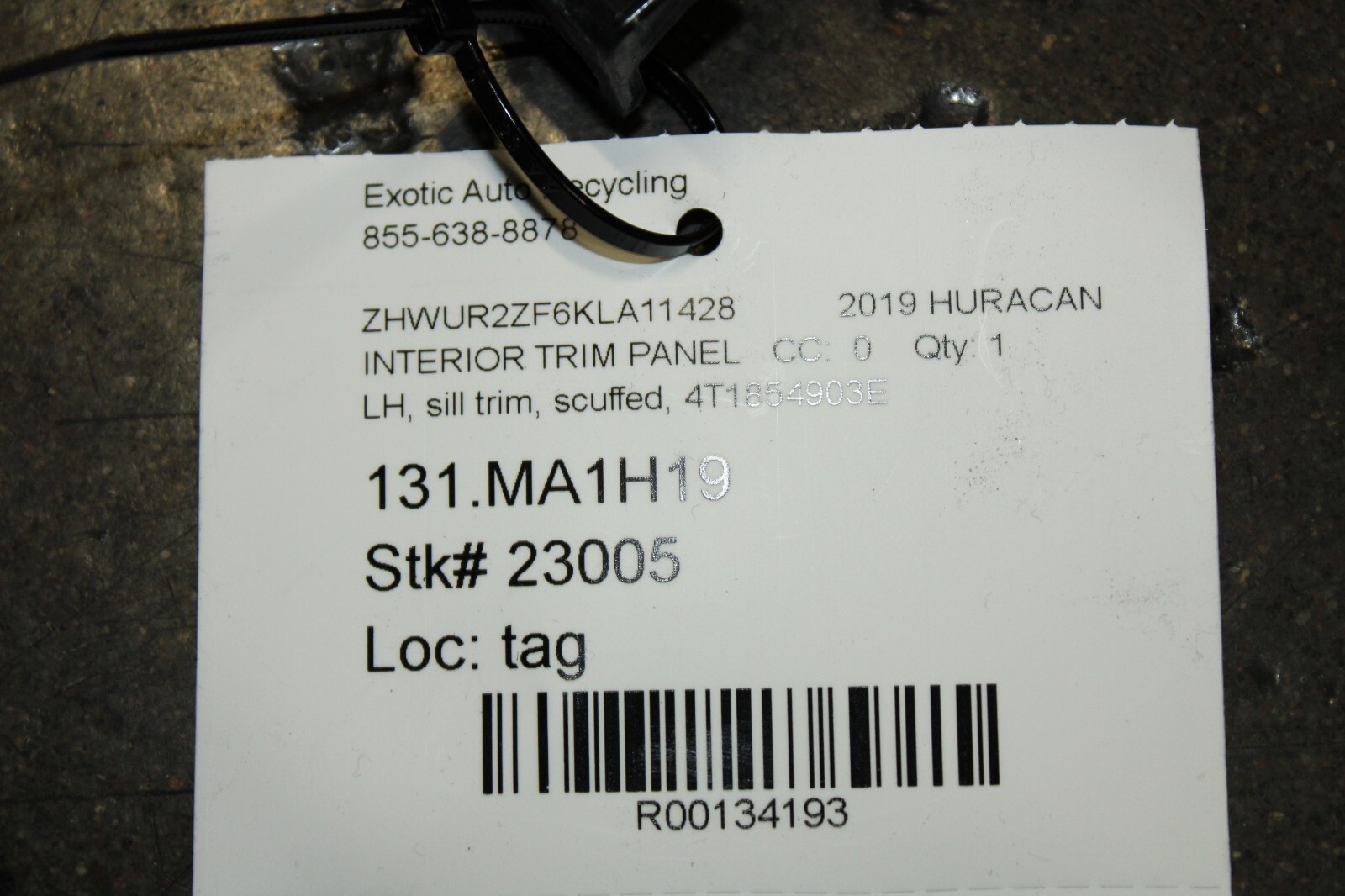 Lamborghini Huracan, LP610, 580, LH, Sill Trim Panel, Used, P/N 4T1854903E