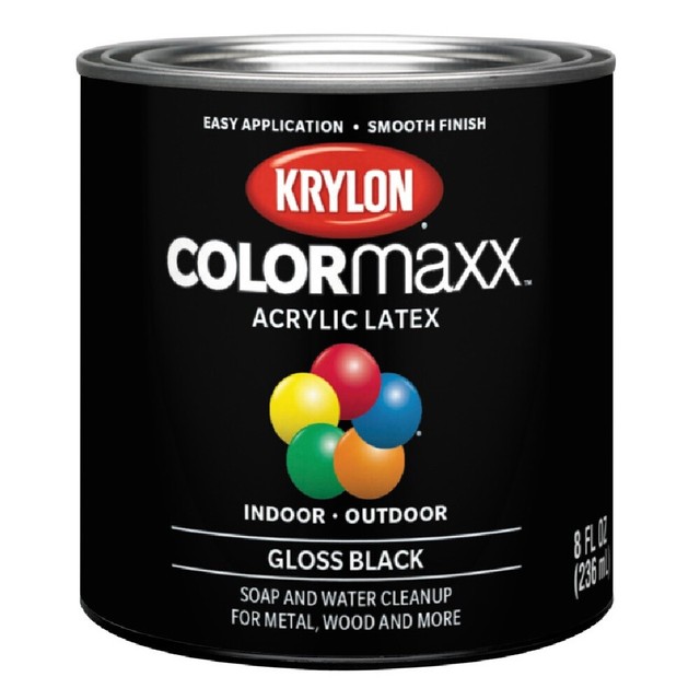 Krylon K05605007 Colormaxx Acrylic Latex Paint Gloss Black 1 2 Pint Krylon K05605007 Colormaxx Acrylic Latex Paint Gloss Black 1 2 Pint