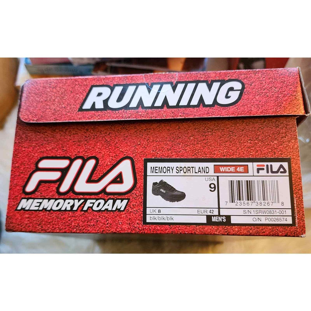 Memory Foam Fila Sportland: Wide (4E).  Lightweight. New Fila Memory Sportland Mens 4E-WIDE Black/Black/Black  main image 3