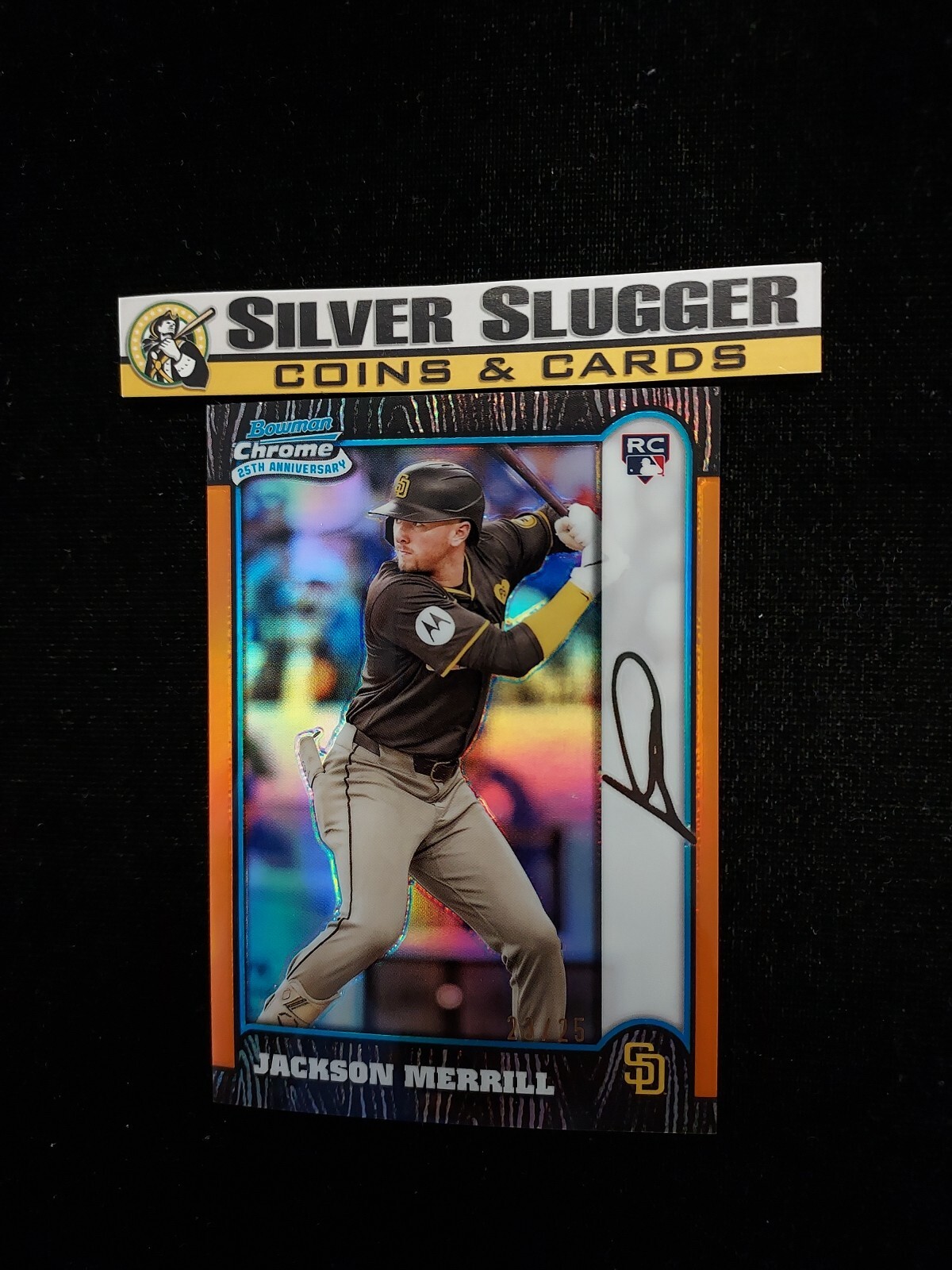 2024 Jackson Merrill Bowman Chrome 25th Anniversary Orange /25 #BC25-19 RC Padre