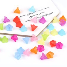 100 Mixed Color Frosted Acrylic Trumpet Flower Bead Cap 14mm Bracelet Beads