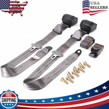 2Set Retractable 3 Point Safety Seat Belt Straps Car Vehicle Adjustable Belt Set