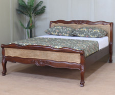 Louis French Rattan Bed Frame Low Footboard Solid Mahogany 4'6" 5' 6' B043NJ NEW